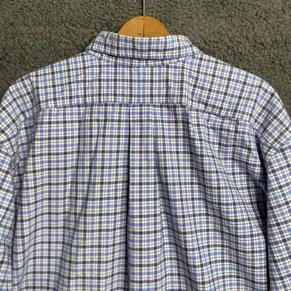 Polo Ralph Lauren Shirt Mens 2XLT Tall Blue Plaid Oxford Button Up Flesh Pony - Picture 15 of 16